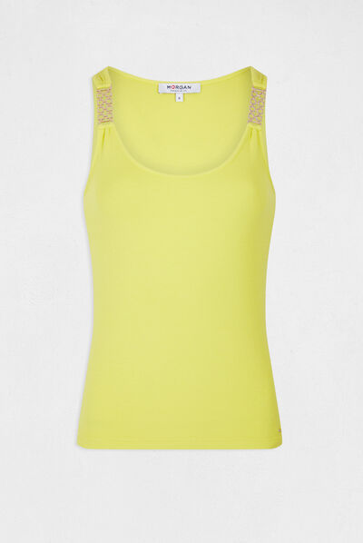 Débardeur avec bretelles à ornements jaune femme