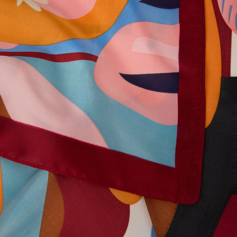 Foulard satin&eacute; imprim&eacute; multicolore femme