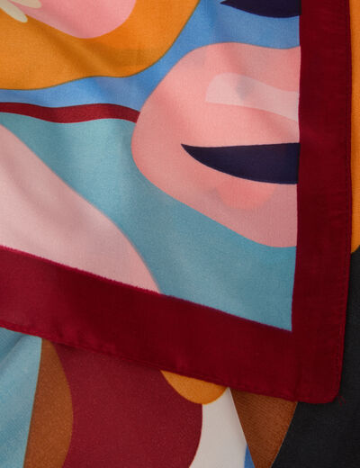 Foulard satin&eacute; imprim&eacute; multicolore femme