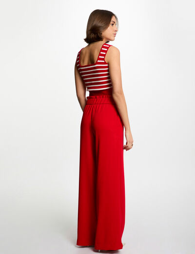 Top maille bretelles larges rouge femme