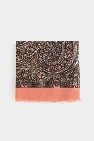 Foulard imprimé cachemire orange femme