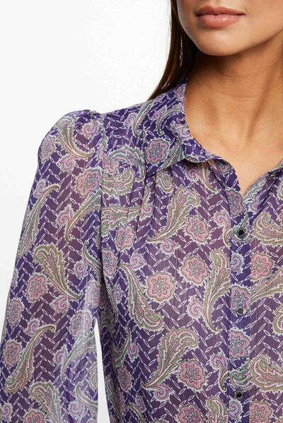 Chemise manches longues imprimée multico femme