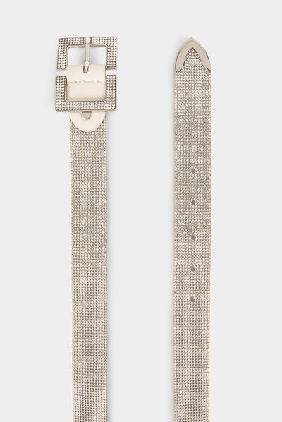 Ceinture avec strass ivoire femme