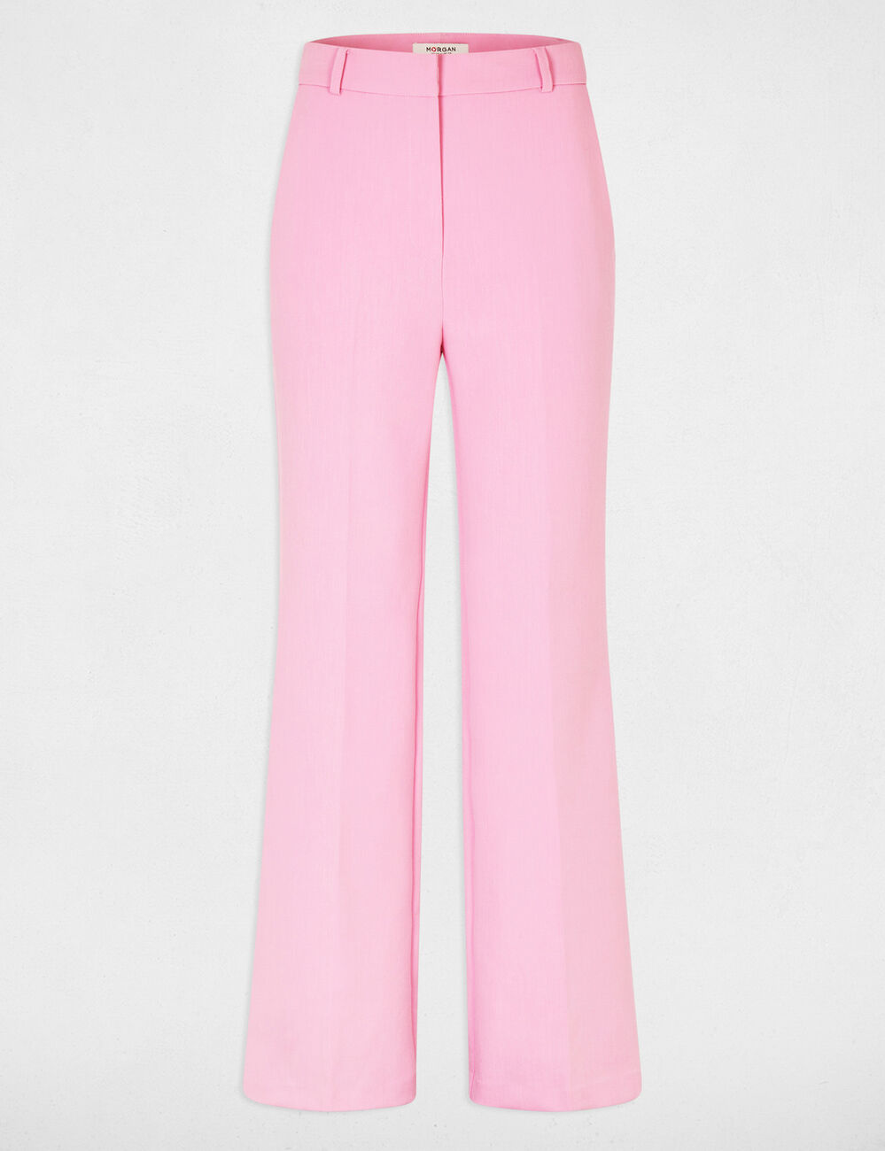 Pantalon flare taille haute rose clair femme