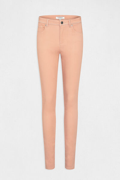 Pantalon slim avec clous vieux rose femme