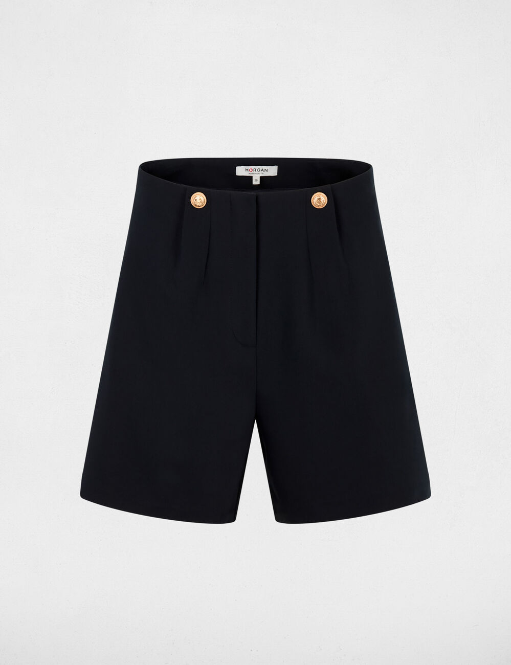 Short taille haute large bleu marine femme