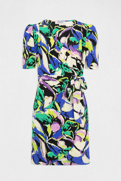 Robe portefeuille imprimé abstrait multico femme