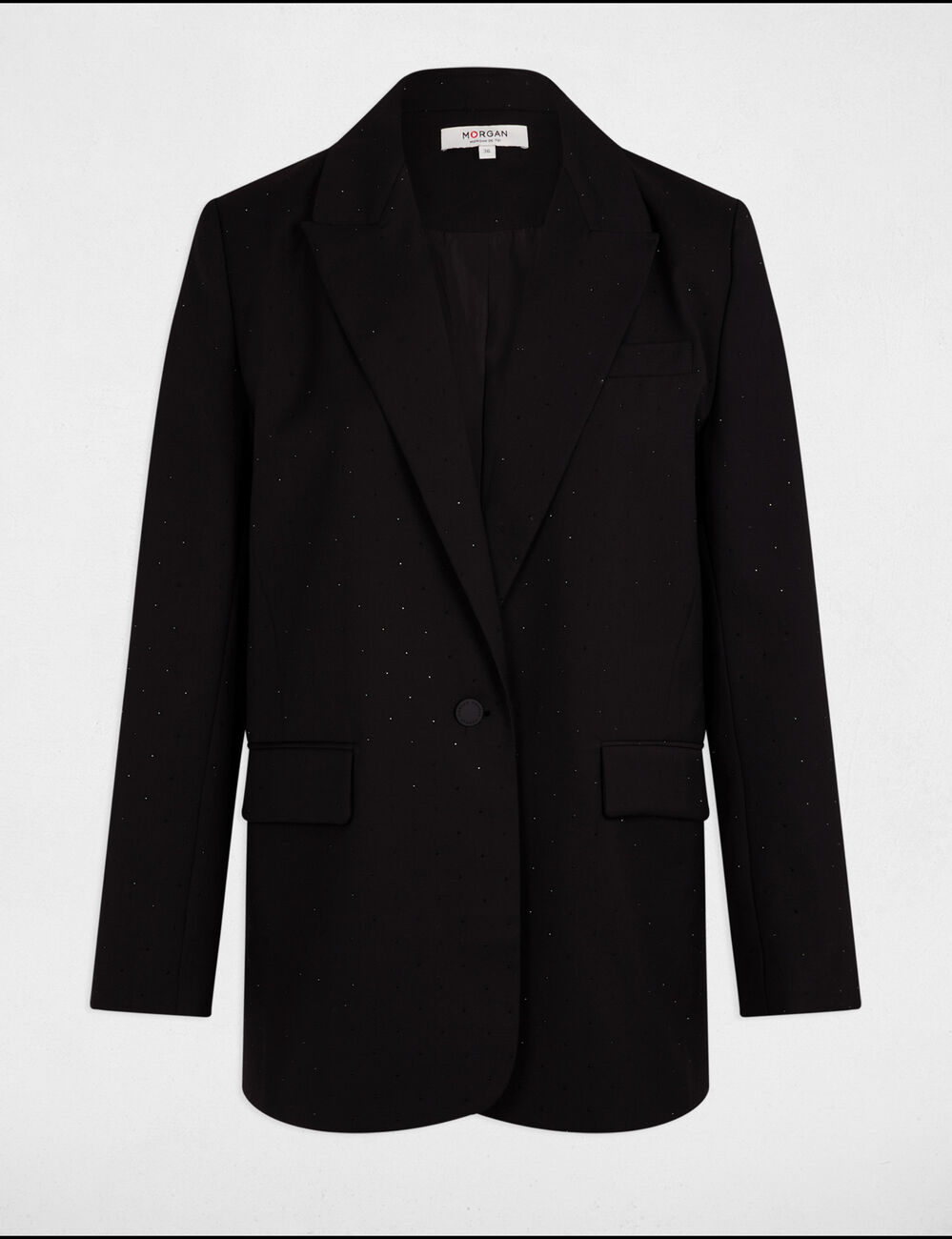 Blazer long à sequins noir femme