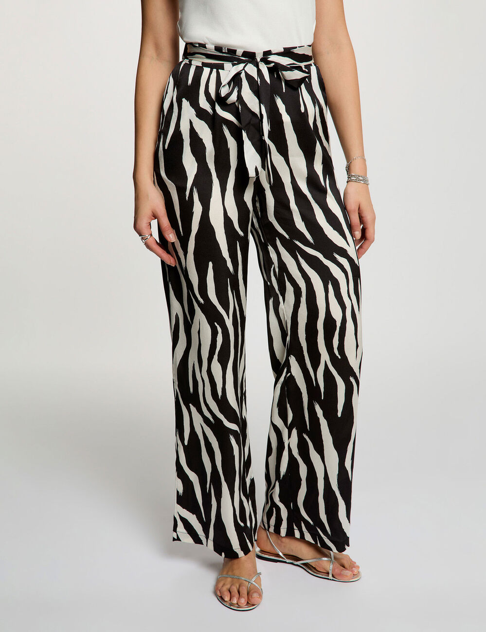 Pantalon fluide imprim&eacute; multicolore femme