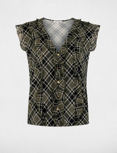 Chemise sans manches &agrave; carreaux multicolore femme