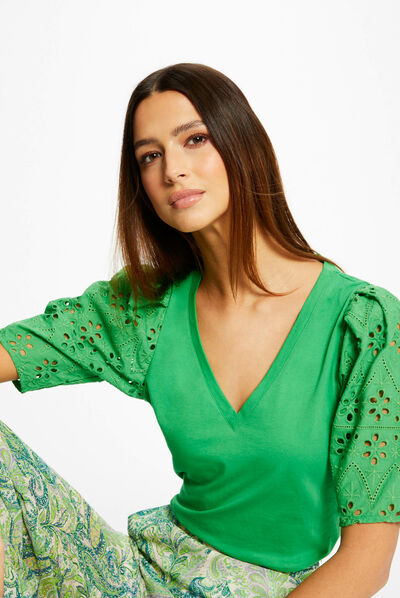 T-shirt à manches courtes vert femme