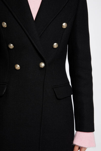 Manteau cintré avec boutons noir femme