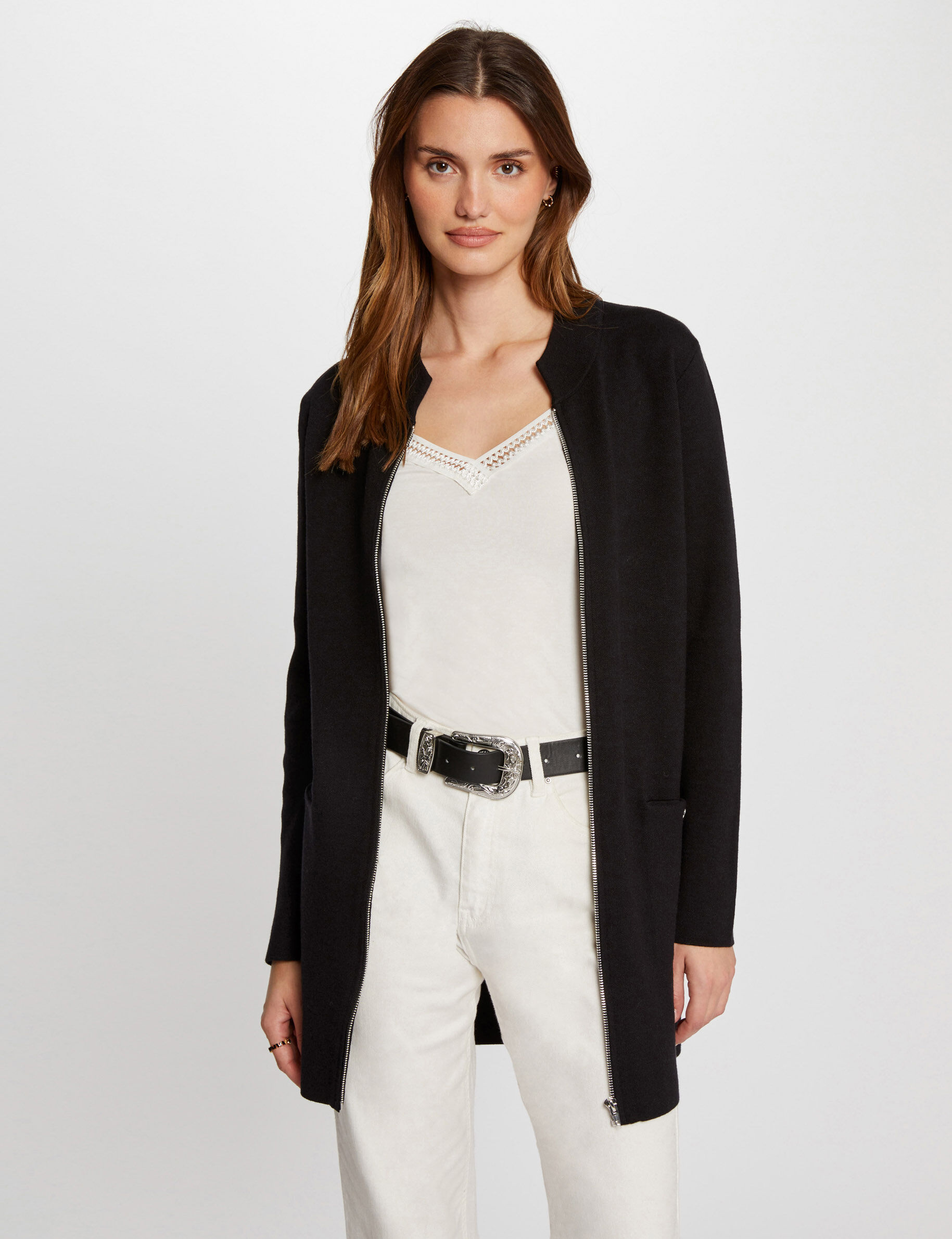 Gilet long manches longues femme - vue 2