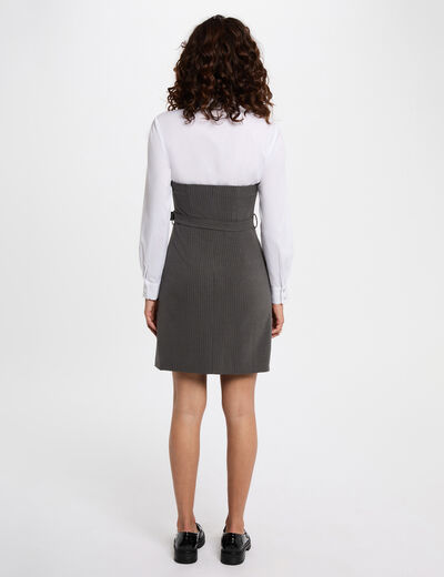 Robe fluide col à revers gris moyen femme