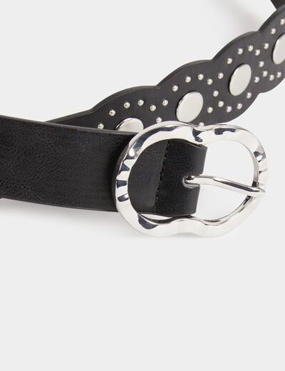 Ceinture avec clous noir femme