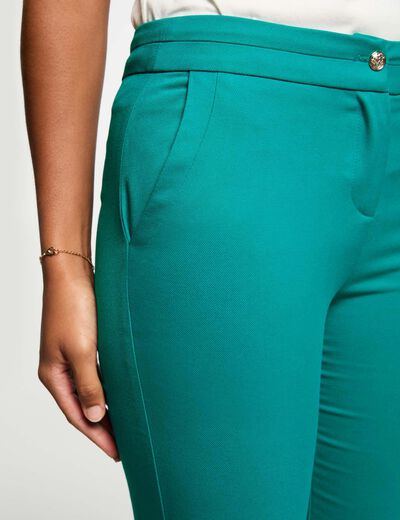 Pantalon cigarette 7/8ème bleu turquoise femme