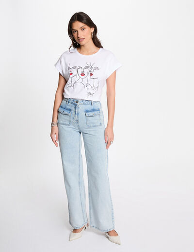 T-shirt à inscription blanc femme