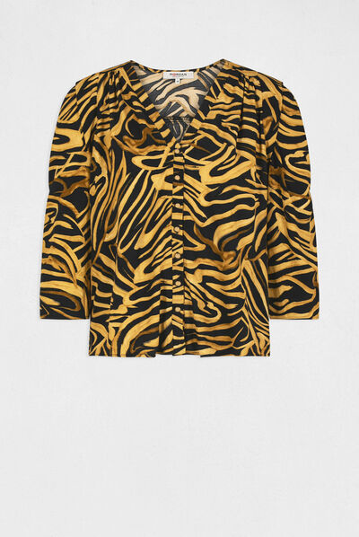 Chemise manches 3/4 imprimé abstrait multico femme