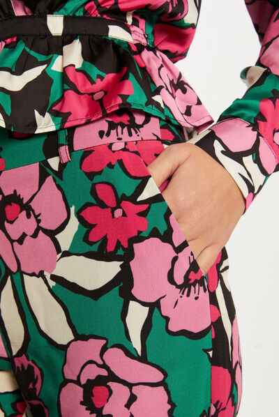 Pantalon droit imprimé floral multico femme