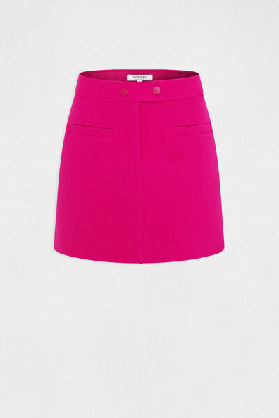 Jupe trapèze taille haute framboise femme