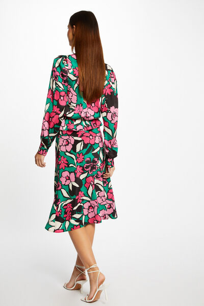 Jupe trapèze imprimé floral multico femme