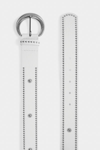 Ceinture avec clous blanc femme