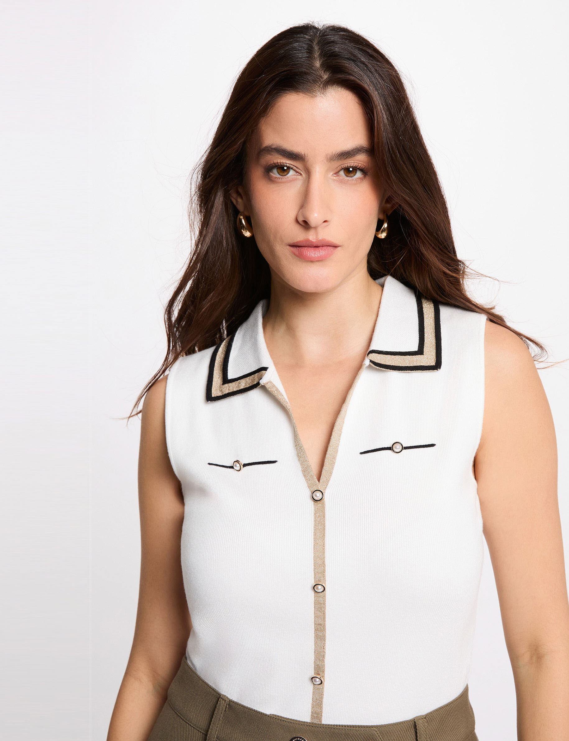 Pull sans manches ajusté femme