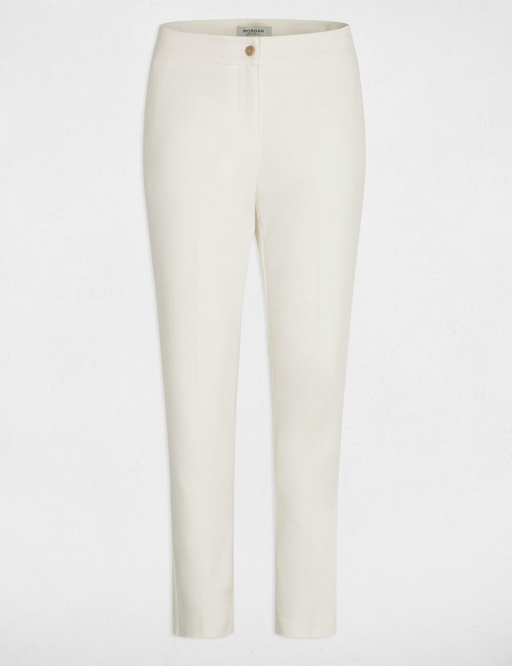 Pantalon city droit 7/8&egrave;me ecru femme