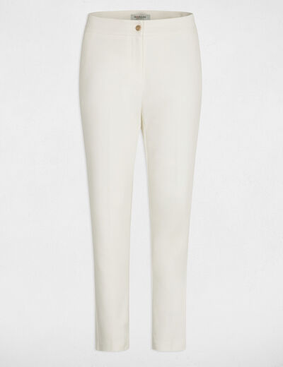 Pantalon city droit 7/8&egrave;me ecru femme