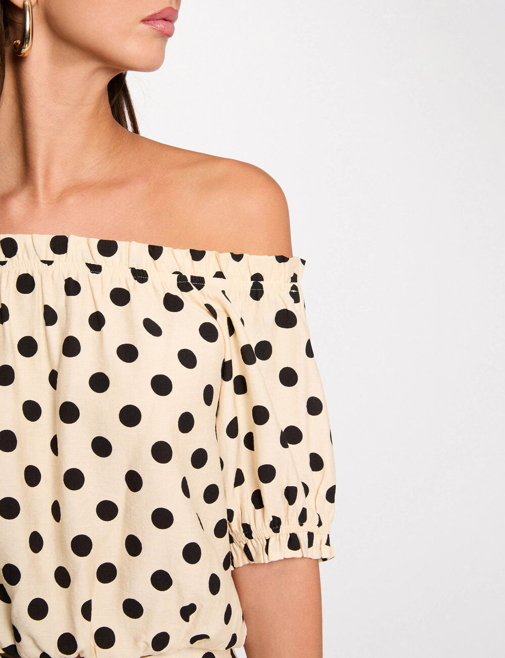 Top col bardot fluide multicolore femme