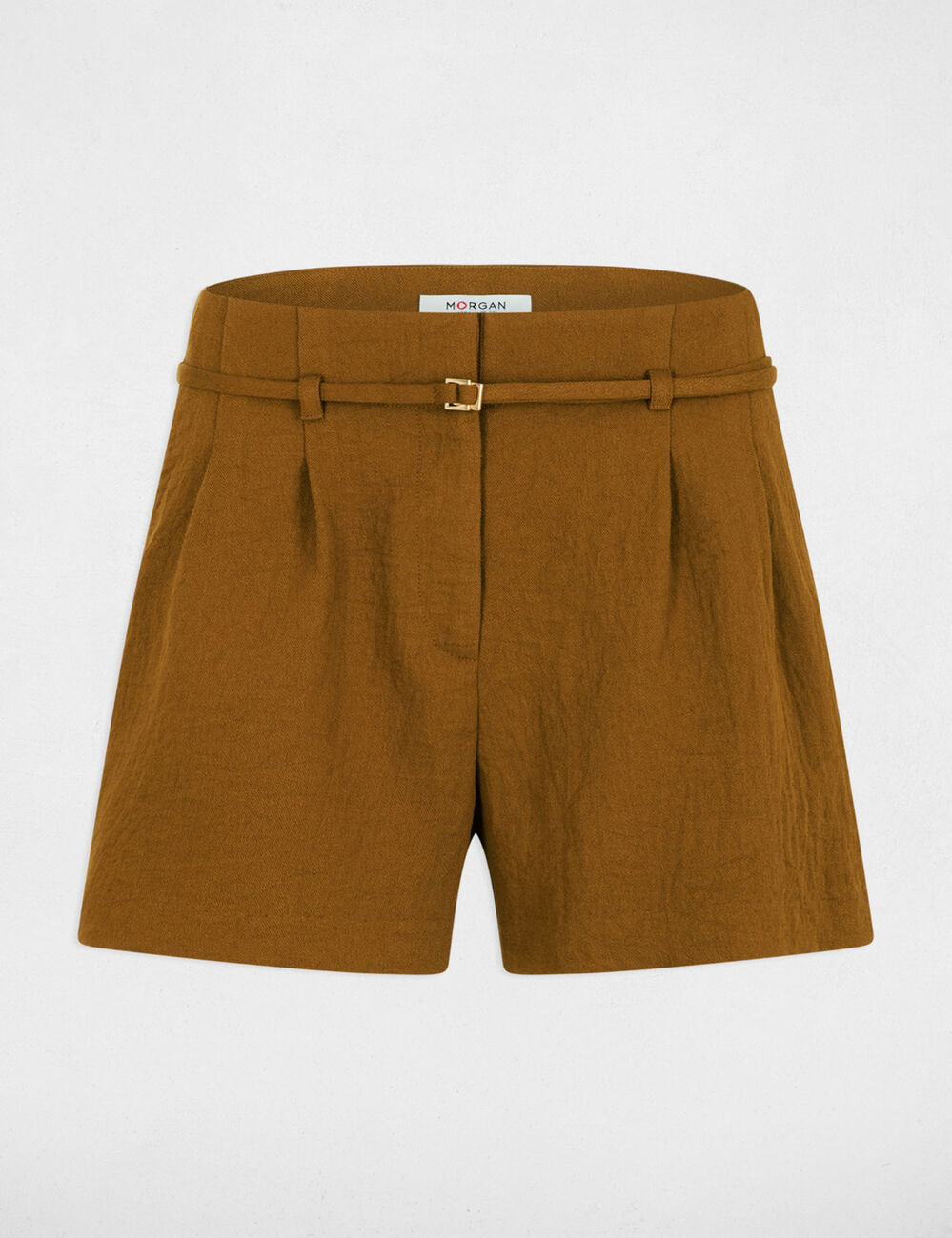 Short taille haute camel femme