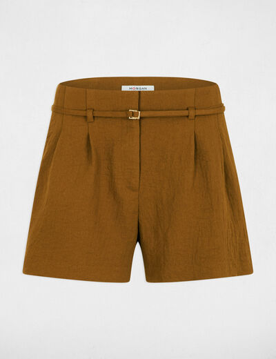 Short taille haute camel femme