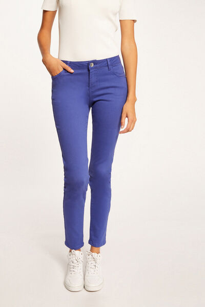 Pantalon skinny taille basse violet femme