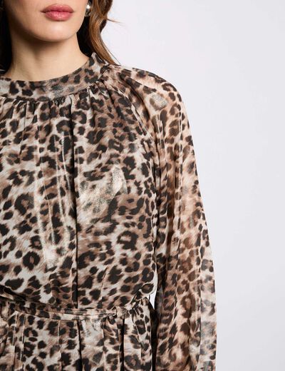 Robe courte droite imprimée multicolore femme