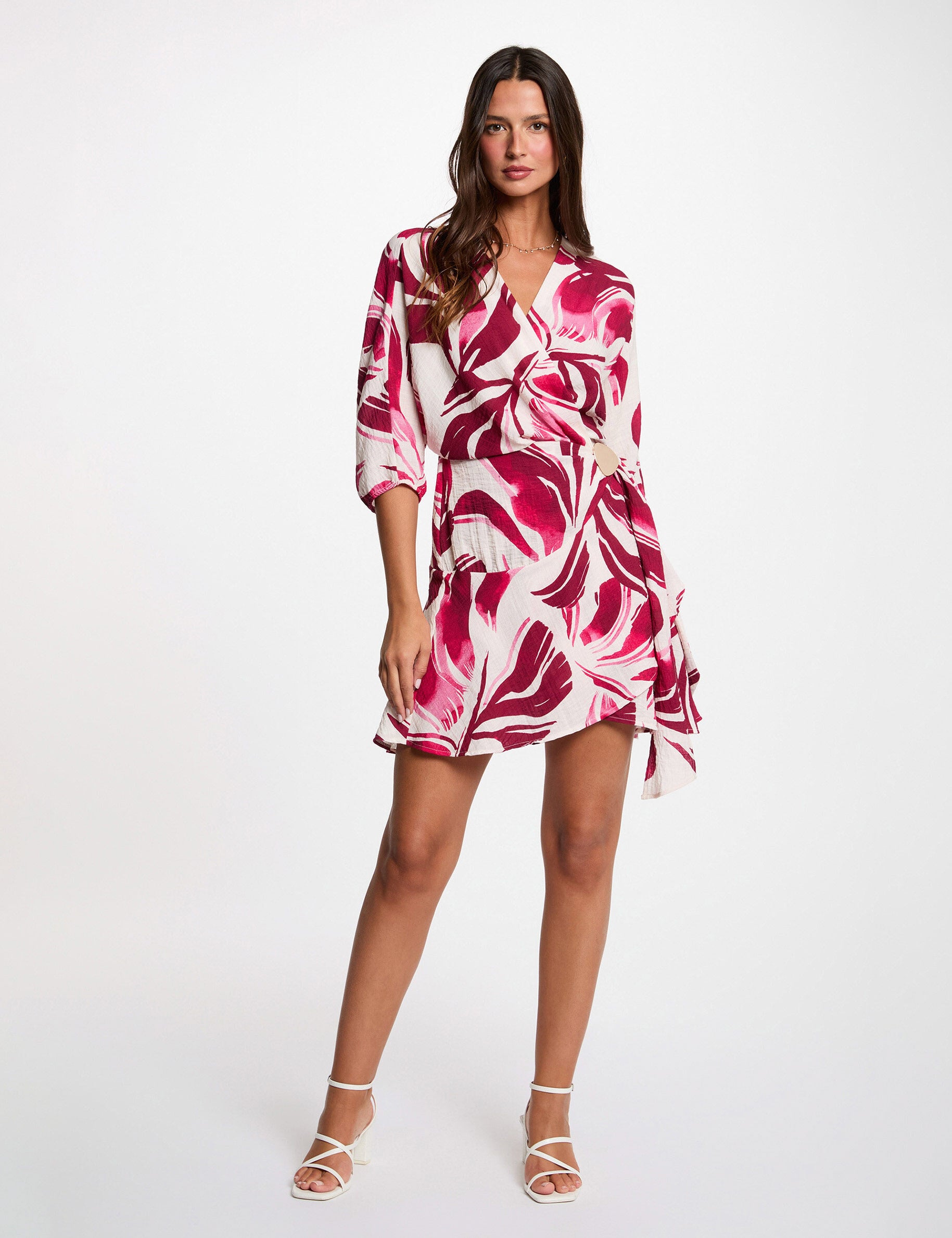 Robe plissée cache coeur femme