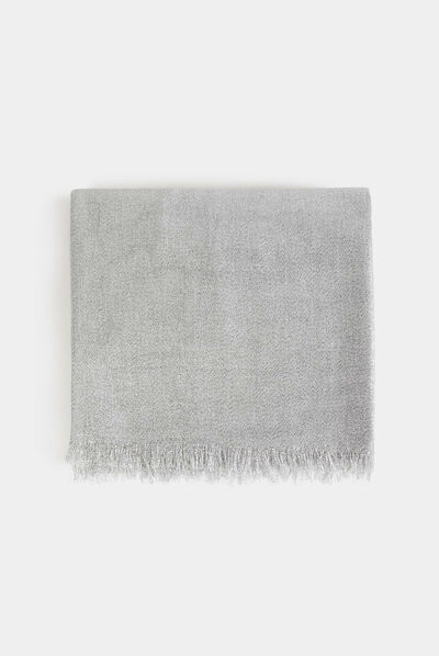 Foulard avec fils métallisés argente femme
