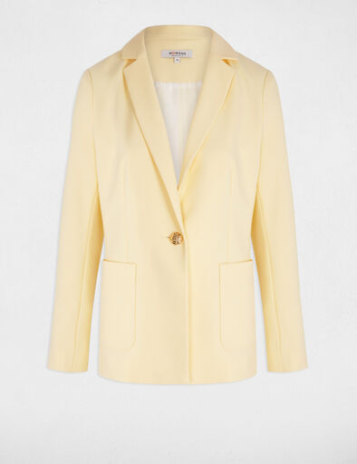 blazer poches plaquees jaune pastel femme Blazer poches plaquées jaune pastel femme