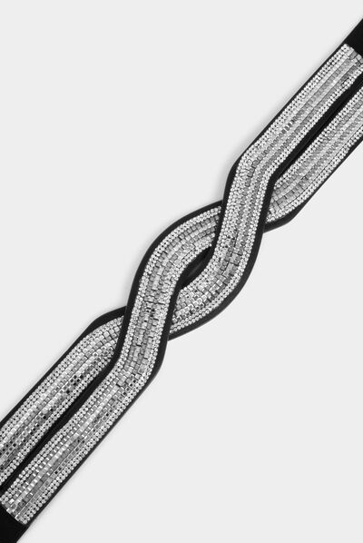 Ceinture élastiquée avec strass noir femme
