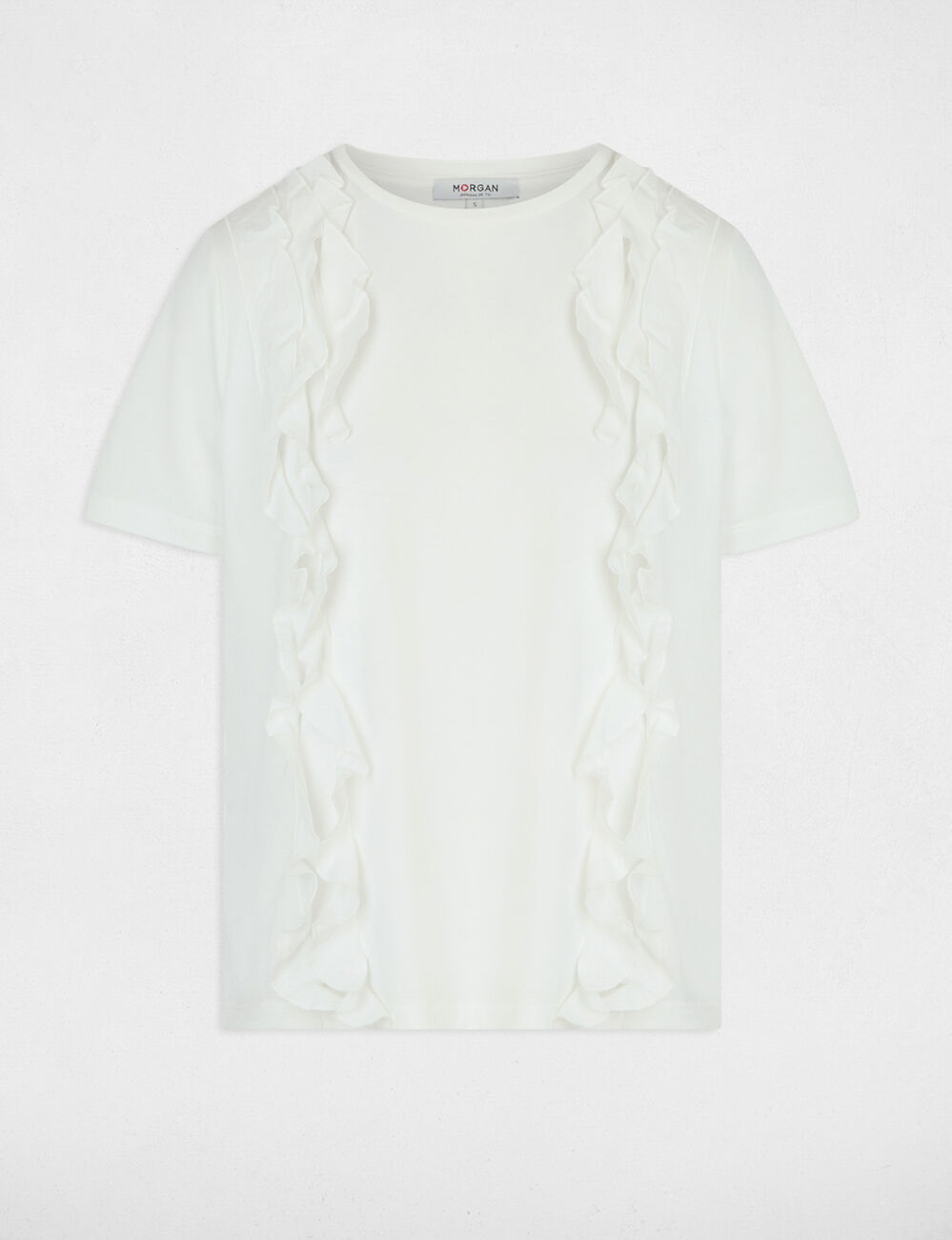 T-shirt volants blanc femme
