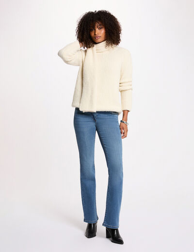 Jean bootcut tress&eacute; denim stone femme