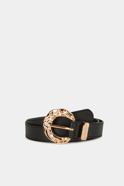 Ceinture avec boucle martelée noir femme