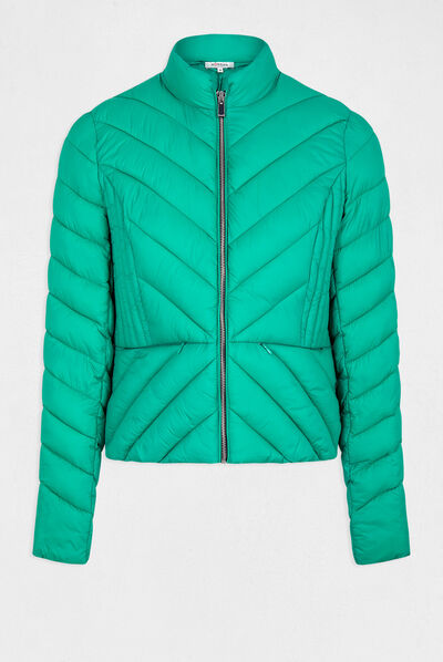 Doudoune droite zippée vert moyen femme
