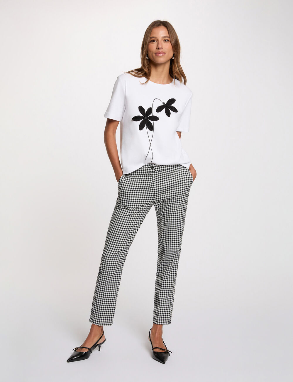Pantalon slim 7/8 noir femme