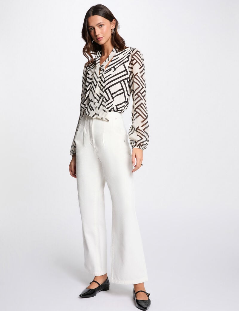 top manches longues imprime blanc femme Top manches longues imprimé blanc femme