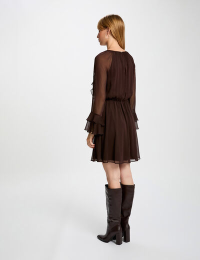 Robe courte fluide marron fonc&eacute; femme