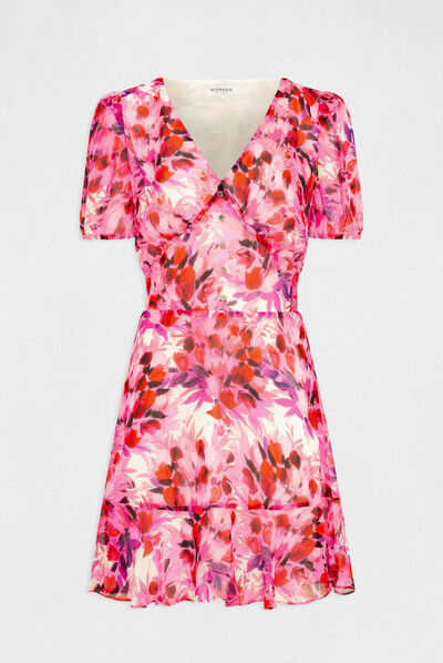 Robe cintrée col en V imprimé floral multico femme