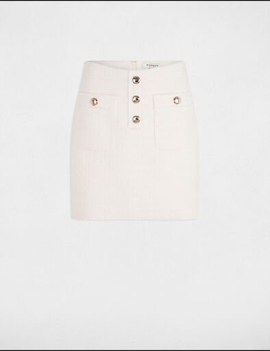 Jupe courte tweed ivoire femme