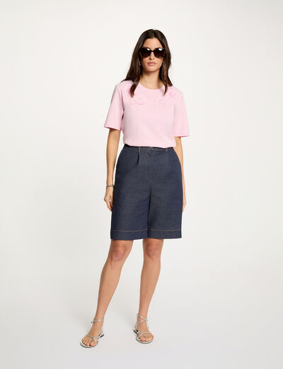 Short large en jean denim brut femme