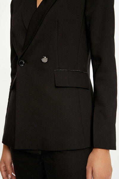 Veste cintrée liserés métallisés noir femme