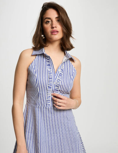 Robe courte trapèze rayée multicolore femme